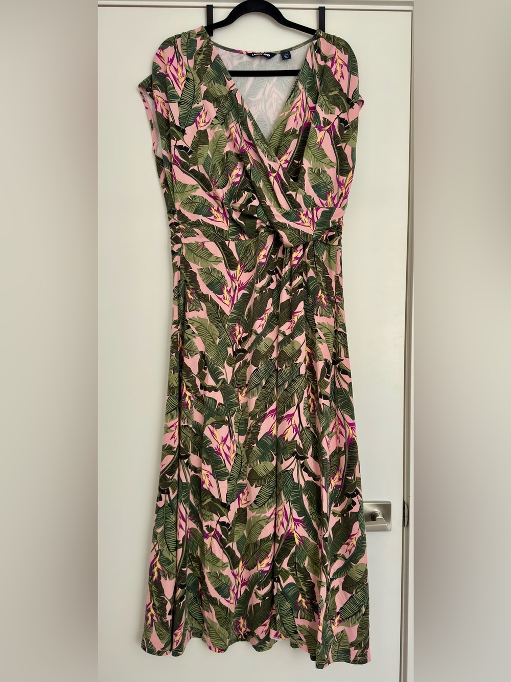 Lands' End Tropical Print Faux Wrap Dress